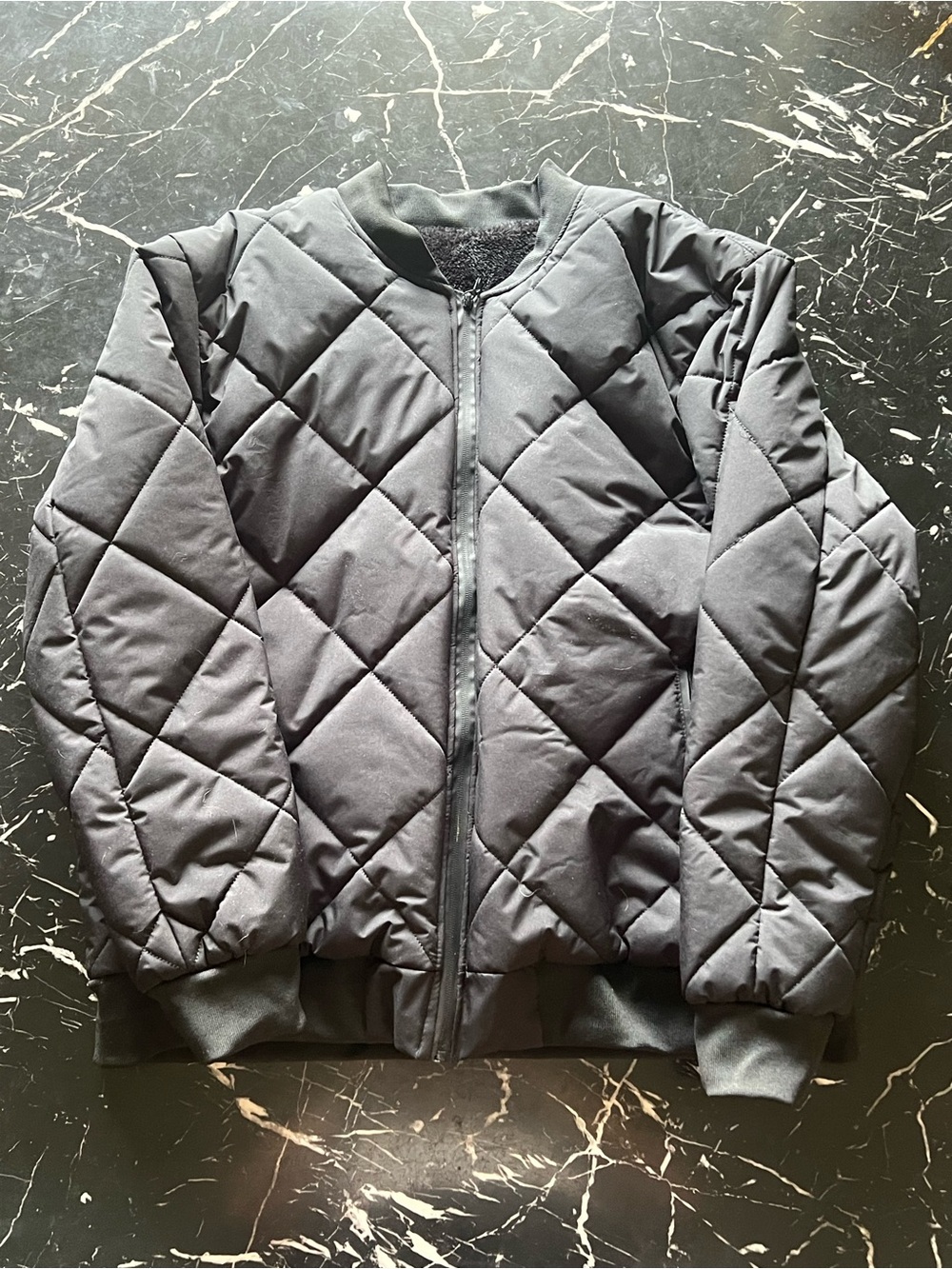 Quilted Bomber Jacket - Black